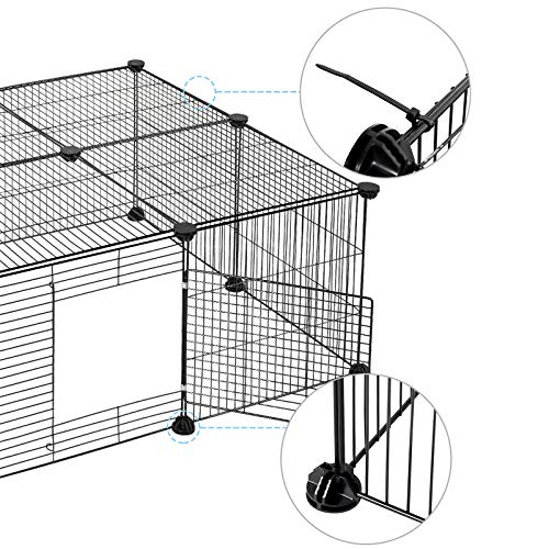 ELIGHTRY DIY Parque para Mascotas Jaula Perros Conejos Hámster Cobaya de Malla Metálica Valla para Animales Pequeños Ajustable Rejilla 109x74x39cm Negro XCWWL0003sz