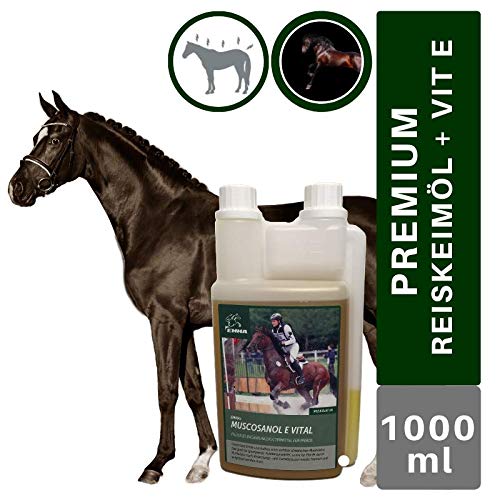 EMMA Aceite de Germen de arroz para Caballos la alimentación de los Caballos favorece el Desarrollo Muscular I Gamma-orizanol + Vitamina E para el Rendimiento y la Musculatura 1 L