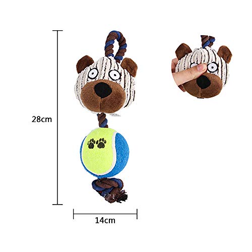 Esoes Perro chirriante masticable Juguetes Durable 3 Pack Interactivo Juguetes de Peluche para Cachorro pequeño Mediano Grande Perros Jugando Haciendo diversión – Mono, Oso y Toro