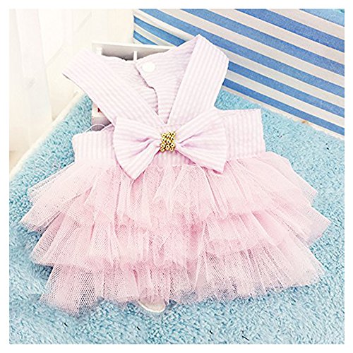 Famhome perro primavera verano, moda verano bonito dulce cachorro perro mascota Vestido Falda perros la princesa vestidos traje de vestir la capa del animal domésticopulgadas de rosa