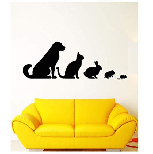 FDFDFD Vinilo Tatuajes de pared Clínica veterinaria Animal Mascota Perro Perro Gato Gato Conejo Hámster Etiqueta Mascota Casa Zoo Decoración Etiqueta de la pared 158x57cm