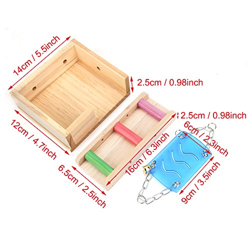 Fdit Plataforma de Madera Columpio Hámster para Mascotas y Juego de Escaleras Escalera de Ratón Ardilla Loft Kit de Arrastre de Pequeños Animales(Color)