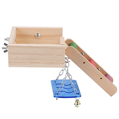 Fdit Plataforma de Madera Columpio Hámster para Mascotas y Juego de Escaleras Escalera de Ratón Ardilla Loft Kit de Arrastre de Pequeños Animales(Color)