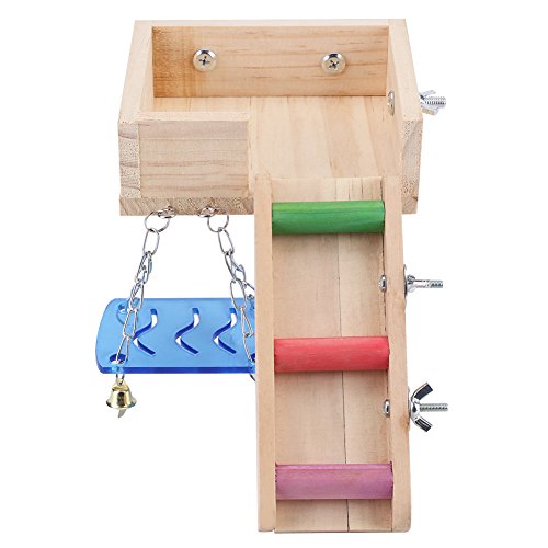 Fdit Plataforma de Madera Columpio Hámster para Mascotas y Juego de Escaleras Escalera de Ratón Ardilla Loft Kit de Arrastre de Pequeños Animales(Color)