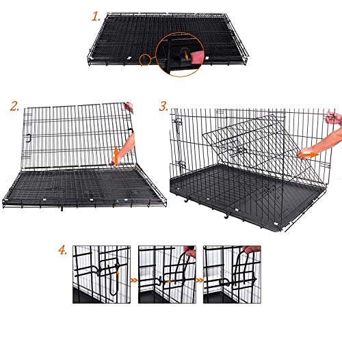 FEANDREA Jaula Metálica para Perros, Transportín Plegable para Mascotas, Talla L, 75 x 47 x 54 cm, Negro PPD30H