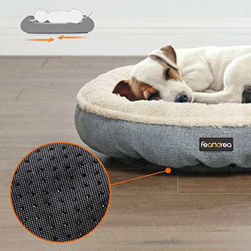 FEANDREA Sofá para Perro, Cama para Mascota, Redonda, 65 cm, Gris PGW65G