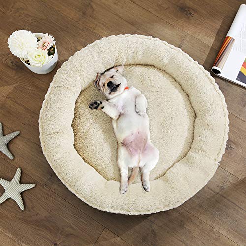 FEANDREA Sofá para Perro, Cama para Mascota, Redonda, 65 cm, Gris PGW65G