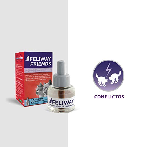 FELIWAY Friends - Anticonflictos para gatos - Peleas, Persecuciones, Bufidos, Bloqueos - Recambio 48 ml