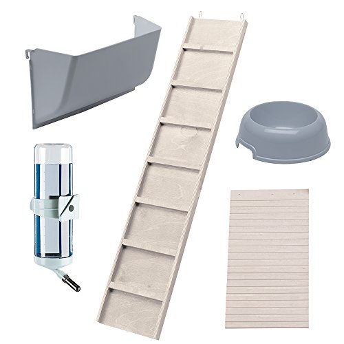 Ferplast Conejera de Interior Cottage Mini, Conejillos de Indias, Jaula para Conejos, Madera Resistente, Estructura de Dos Pisos, Accesorios incluidos, 78,5 x 59,5 x h 94 cm