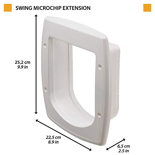 Ferplast Extensión para Puerta para Gatos, Gatera con Microchip, Puerta basculante Swing Microchip Extension, 22,5 x 16,2 x h 25,2 cm - Profundidad 5 cm, Blanco