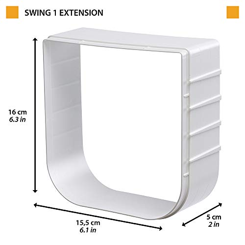 Ferplast Extensión para Puerta para Perros pequeños y Gatos, Gatera, Puerta basculante Swing 1 Extension, 15,5 x 5 x h 16 cm - Profundidad 5 cm, Blanco