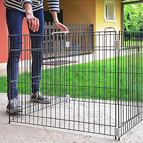 Ferplast Parque para Cachorros Corral para Perros Dog Training Recinto de Alambre de Interior Plegable, Patas Antideslizantes, Robusto Metal Pintado Negro, Asas ergonómicas, 80 x 80 x h 62 cm