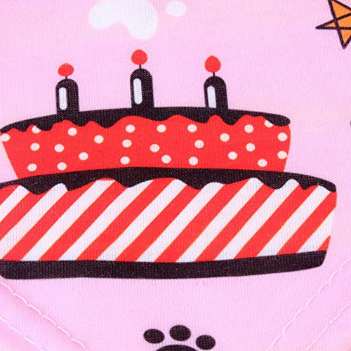 Fleymu Perros Pañuelo de Feliz con Sombrero Mascotas Poliéster Traje Cumpleaños Regalo Gorro Gatos Set Adorable Bufanda Triangular Conjunto para Fuentes la Fiesta Cumpleaños de los Cachorros (Rosado)