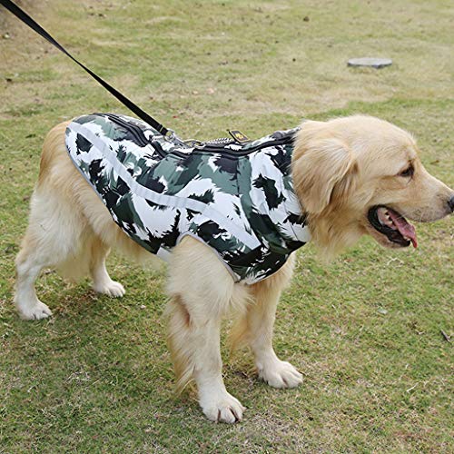 Fosspet Mascota Perro Ropa de Invierno Abrigo de Camuflaje, Reflectante - Cachorro Chaleco Motocicleta Caliente Traje para Perro Pequeño/Mediano/Grande (Verde, L6)