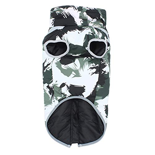 Fosspet Mascota Perro Ropa de Invierno Abrigo de Camuflaje, Reflectante - Cachorro Chaleco Motocicleta Caliente Traje para Perro Pequeño/Mediano/Grande (Verde, L6)