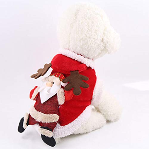 Fossrn Disfraz Perro Navidad Ropa Chihuahua Yorkshire Sudaderas con Capucha de Asta de Alce - Papá Noel Invierno Ropa para Mascota Cachorro