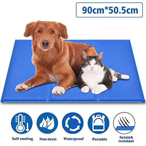 Fyore Alfombrilla refrescante para Mascotas Grandes Perro Gato Autoenfriamiento Manta de Dormir Fresco Perros/Gatos Perfecta para Camas de Suelo Couch Auto 50*90cm Antideslizante