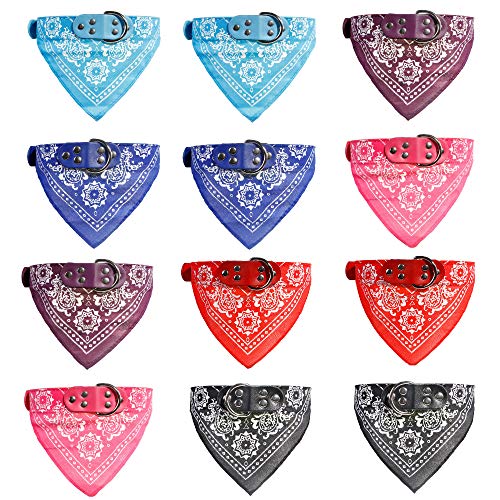 Generies 12 piezas de baberos triangulares para perro de verano a la moda bandana collar perro bufanda ajustable lavable sabor nacional impresión bufanda mascota para perros pequeños mascotas