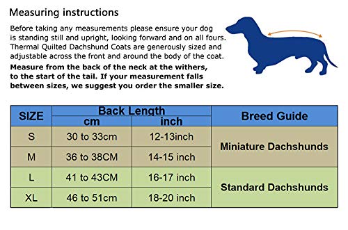 Geyecete Abrigo cálido acolchado térmico para perro salchicha con forro polar cálido, ropa para perro al aire libre con bandas ajustables para perros pequeños, medianos y grandes C588