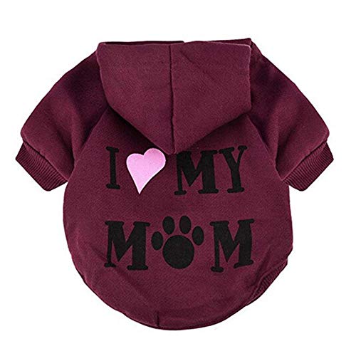 ghfashion - Sudadera con Capucha para Perro, Primavera, otoño, cálida, diseño con Texto en inglés Love My Mom