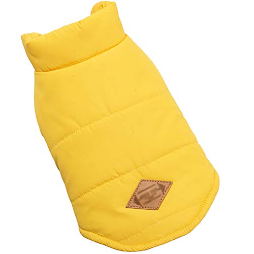 GODGETS Ropa para Mascotas de Navidad Invierno Gruesa Chaleco Caliente Abrigo Chaqueta para Mascotas Gato Perro Amarillo XL