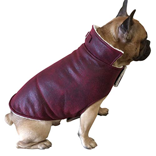 GODGETS Ropa para Perros Mascotas Capa para Gatos Cazadora para Perros Ropa Vellón Esquilador Chaleco para Perros Pequeños y Medianos Perros Grandes Cachorro de Gato,Vino Rojo,(38×68×48 CM)