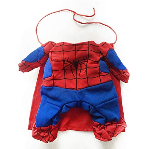 GUOJINE Ropa for Perros Spiderman Disfraces de Gatos con Capas Vestir Mascotas Tricky Spider Superman, Ropa for Perros Mascotas Cachorro Mono for Mascotas Superman (Size : 25-30cm H28cm)