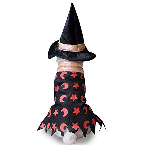 Halloween Bruja Capa Ropa Perro Gato Invierno, Morbuy Mascota Cosplay Fiesta Divertido Disfraces Sudaderas Suéter Vestido para pequeños Animal Accesorios para con Sombrero (S,Abrigo Mago)