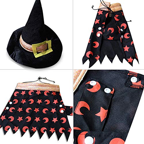 Halloween Bruja Capa Ropa Perro Gato Invierno, Morbuy Mascota Cosplay Fiesta Divertido Disfraces Sudaderas Suéter Vestido para pequeños Animal Accesorios para con Sombrero (S,Abrigo Mago)