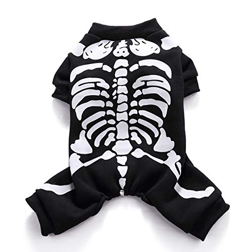 Halloween Patrón de Calavera Ropa Perro Gato Invierno Calentar, Morbuy Mascota Divertido Cosplay Tema Fiesta Disfraces Sudaderas Suéter Vestido para Oequeños Animal (XL,Esqueleto de Calavera)