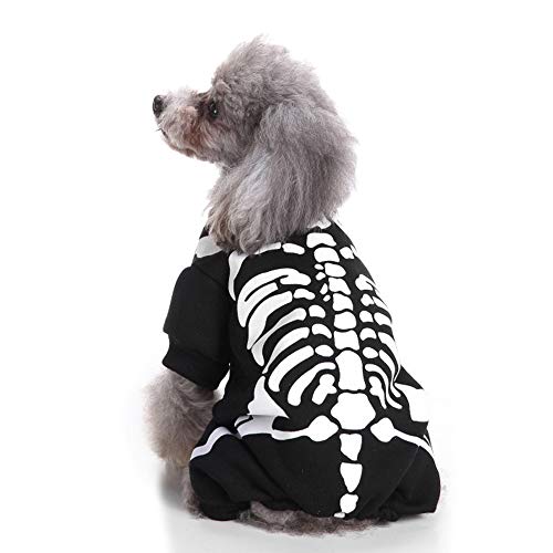 Halloween Patrón de Calavera Ropa Perro Gato Invierno Calentar, Morbuy Mascota Divertido Cosplay Tema Fiesta Disfraces Sudaderas Suéter Vestido para Oequeños Animal (XL,Esqueleto de Calavera)