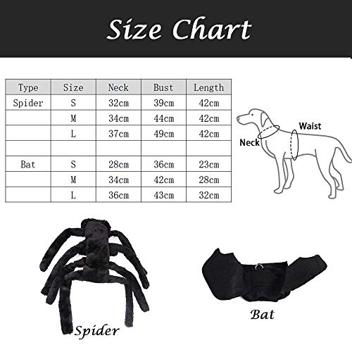 Halloween Ropa Perro Gato Invierno Calentar, Morbuy Mascota Cosplay Araña Murciélago Alas Fiesta Disfraces Sudaderas Suéter Vestido para pequeños Animal Accesorios para el Pelo (L,Murciélago)