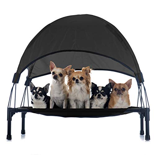 Hamaca mascotas Cama Perros Gatos Relax Jardín Outdoor Protección solar Sombrilla Animales S Negro