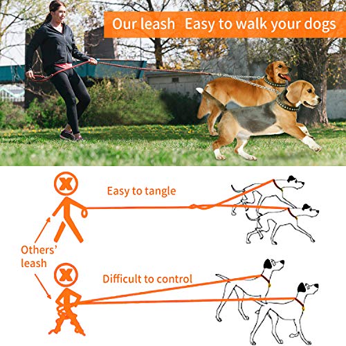 HAPPY HACHI Doble Correa para 2 Perros Cadena Correas para Mascota Plomo Acoplador Duradera Caminar Entrenamiento(L 4.0mm*70cm)