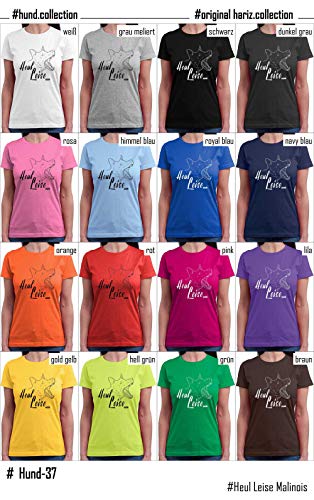 Hariz – Camiseta para mujer, cuello redondo, hipopótamo, silenciosa, malinois, perro, mascota, Plus tarjeta de regalo rosa L