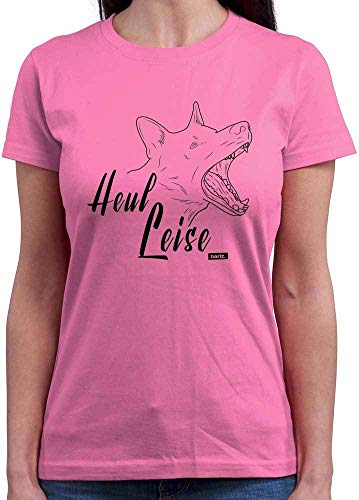 Hariz – Camiseta para mujer, cuello redondo, hipopótamo, silenciosa, malinois, perro, mascota, Plus tarjeta de regalo rosa L