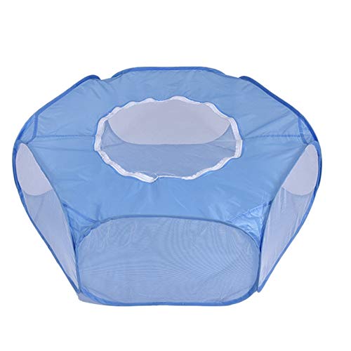 Haude - Jaula plegable para mascotas con cubierta superior antiescape, transpirable, para interiores y exteriores, valla para jardín, para gatos, cachorros, conejos, hámster, etc. Azul