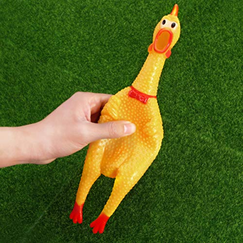 Healifty Juguete de Pollo Que Grita de Goma Juguete de Pollo Chirriante de Goma Amarillo Pollo de Goma Novedoso Y Duradero para Mascotas O Niños (1Pcs)