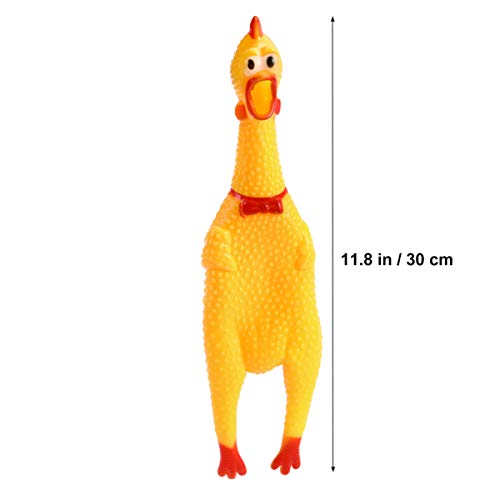 Healifty Juguete de Pollo Que Grita de Goma Juguete de Pollo Chirriante de Goma Amarillo Pollo de Goma Novedoso Y Duradero para Mascotas O Niños (1Pcs)