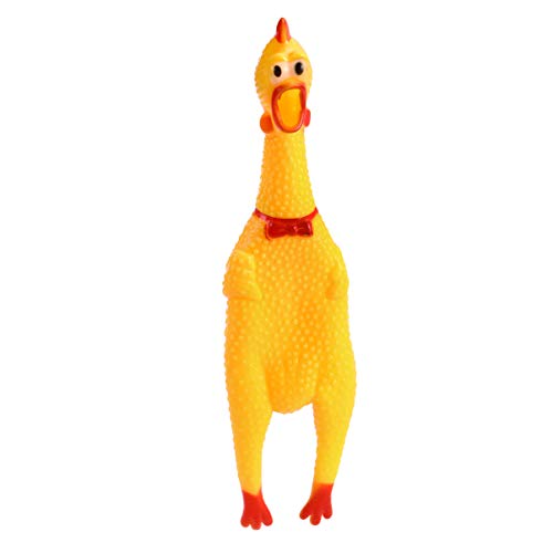 Healifty Juguete de Pollo Que Grita de Goma Juguete de Pollo Chirriante de Goma Amarillo Pollo de Goma Novedoso Y Duradero para Mascotas O Niños (1Pcs)