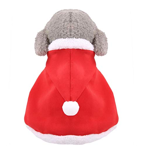 Heartcheng Pet Otoño Invierno Sudadera con Capucha, Disfraz de Alce navideño Lindo para Mascotas, Disfraz de Papá Noel, Ropa de Abrigo navideña para Perros de Terciopelo Coral Blando.（S-L