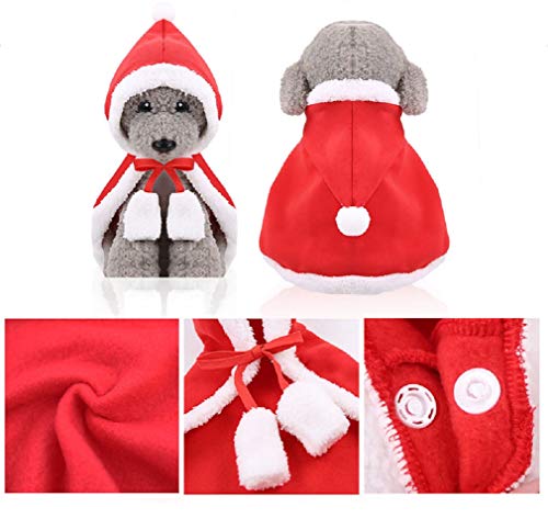 Heartcheng Pet Otoño Invierno Sudadera con Capucha, Disfraz de Alce navideño Lindo para Mascotas, Disfraz de Papá Noel, Ropa de Abrigo navideña para Perros de Terciopelo Coral Blando.（S-L