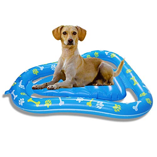 HizoeChu Flotador Inflable para Mascotas - Piscina Balsa y Flotador para Perros Mascotas Inflable Pet Paddle Doggy Pool Float Azul