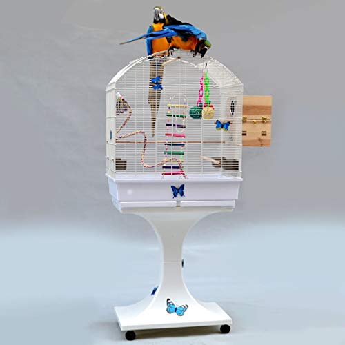 Hkwshop Jaula para pájaros Bird Cage Jaula del Loro Grande Periquito Periquito Jaula del Loro del Cockatiel Pequeño Viaje Jaula de Metal Jaula de pájaros de Jaula de cría con la Rueda Jaula pájaros