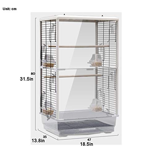 Hkwshop Jaula para pájaros Cheek Grande Abierto del Metal del pájaro Top Jaula for Budgie Lovebirds Verde Canario perico Loro del Cockatiel Pequeño Viaje Jaula 80cm Alto Jaula pájaros (Color : A)