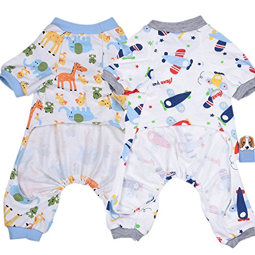 HongYH 2-Pack Ropa para Perros Perros Gatos Onesie Pijamas de Perro Suave Algodón Puppy Rompers Mono de Mascota Acogedor Body para Perros pequeños y Gatos