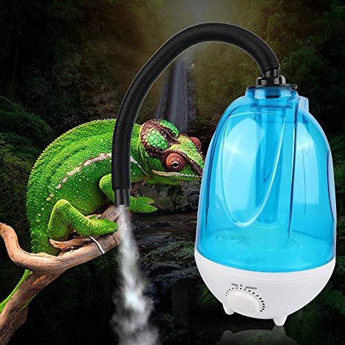 Humidificador de Reptiles, lagartos de Tanque de Agua de 4L Camaleones Serpientes Terrario Vaporizador Fabricante de Niebla Ultra silencioso con Manguera Flexible para Reptiles Anfibios (UE)