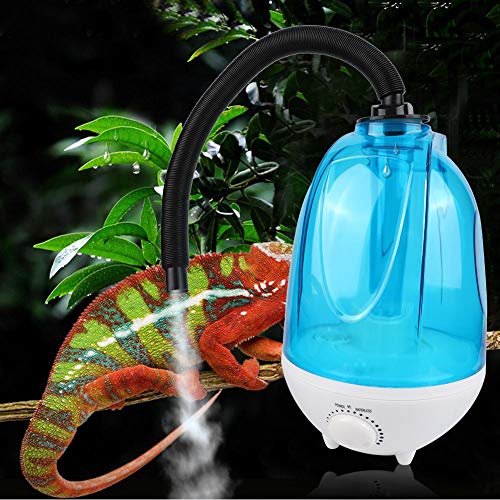 Humidificador de Reptiles, lagartos de Tanque de Agua de 4L Camaleones Serpientes Terrario Vaporizador Fabricante de Niebla Ultra silencioso con Manguera Flexible para Reptiles Anfibios (UE)