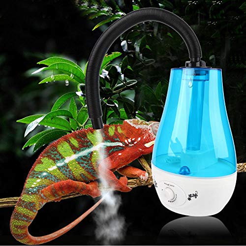 Humidificador de Reptiles, Tanque de Agua de 3L Lagartos Camaleones Serpientes Terrario Vaporizador Fabricante de Niebla Ultra silencioso con Manguera Flexible para Reptiles Anfibios(UE)