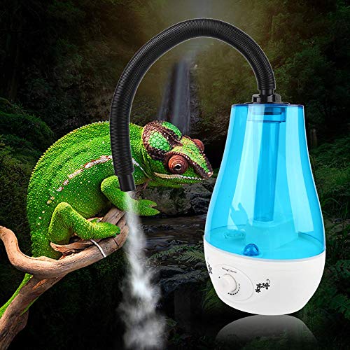 Humidificador de Reptiles, Tanque de Agua de 3L Lagartos Camaleones Serpientes Terrario Vaporizador Fabricante de Niebla Ultra silencioso con Manguera Flexible para Reptiles Anfibios(UE)